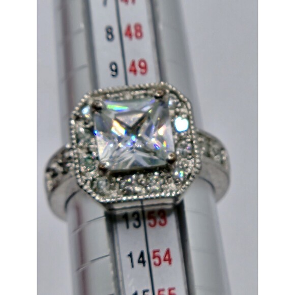 Silver tone CZ Ring Size 6 - Picture 2 of 7